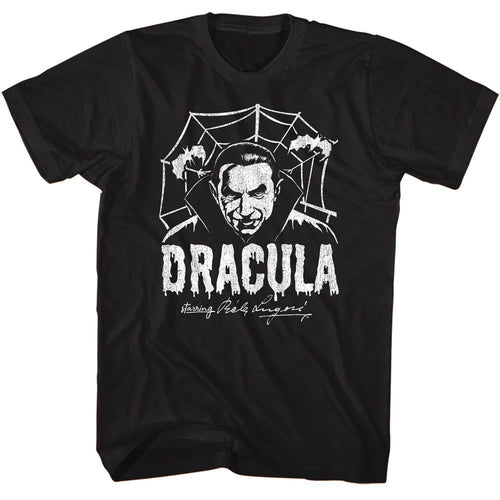 Black Bela Lugosi t-shirt featuring Bela Lugosi Creepy Web Monochrome design