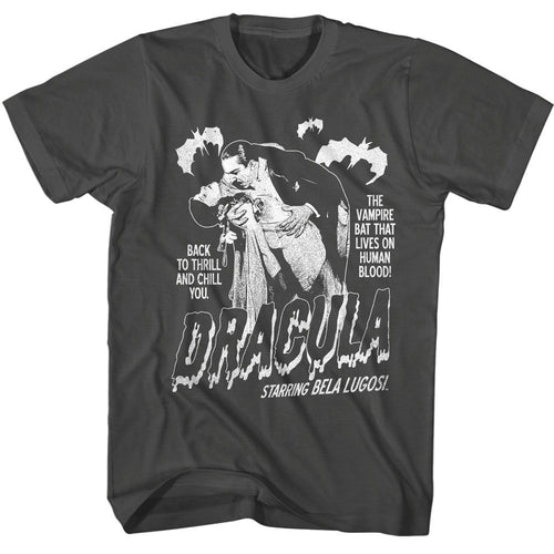 Smoke gray Bela Lugosi t-shirt featuring Bela Lugosi Single Color Dracula With Bats design