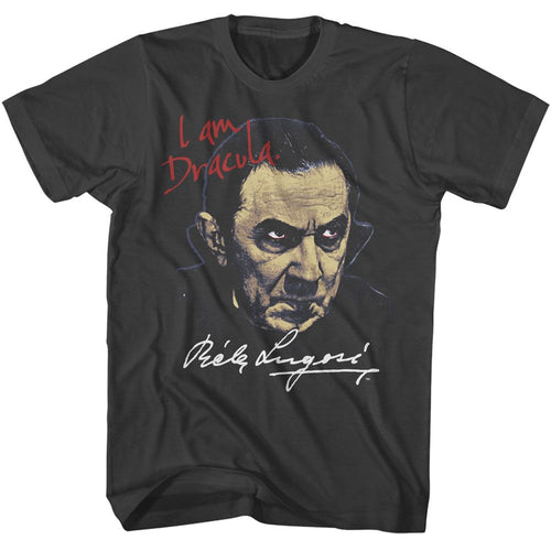 Smoke gray Bela Lugosi t-shirt featuring Bela Lugosi I Am Dracula quote design