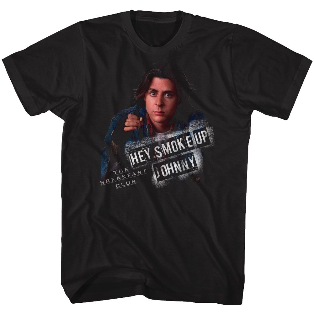 Black The Breakfast Club t-shirt featuring The Breakfast Club Smoke Up library scene design