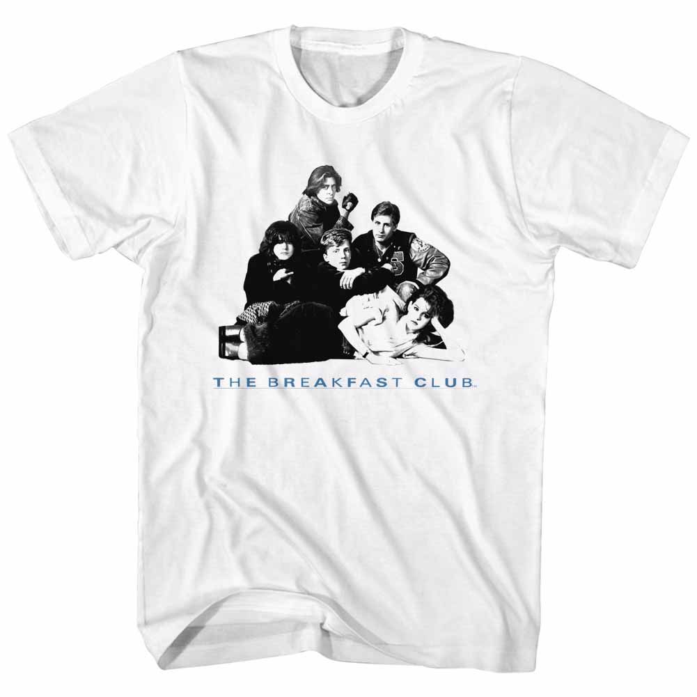 White The Breakfast Club t-shirt featuring The Breakfast Club group photo five characters design