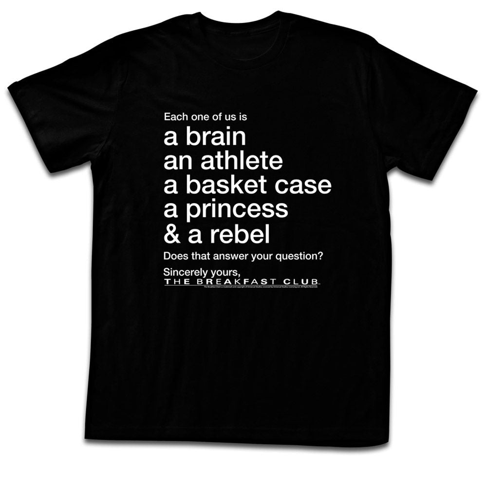 Black The Breakfast Club t-shirt featuring The Breakfast Club Question design