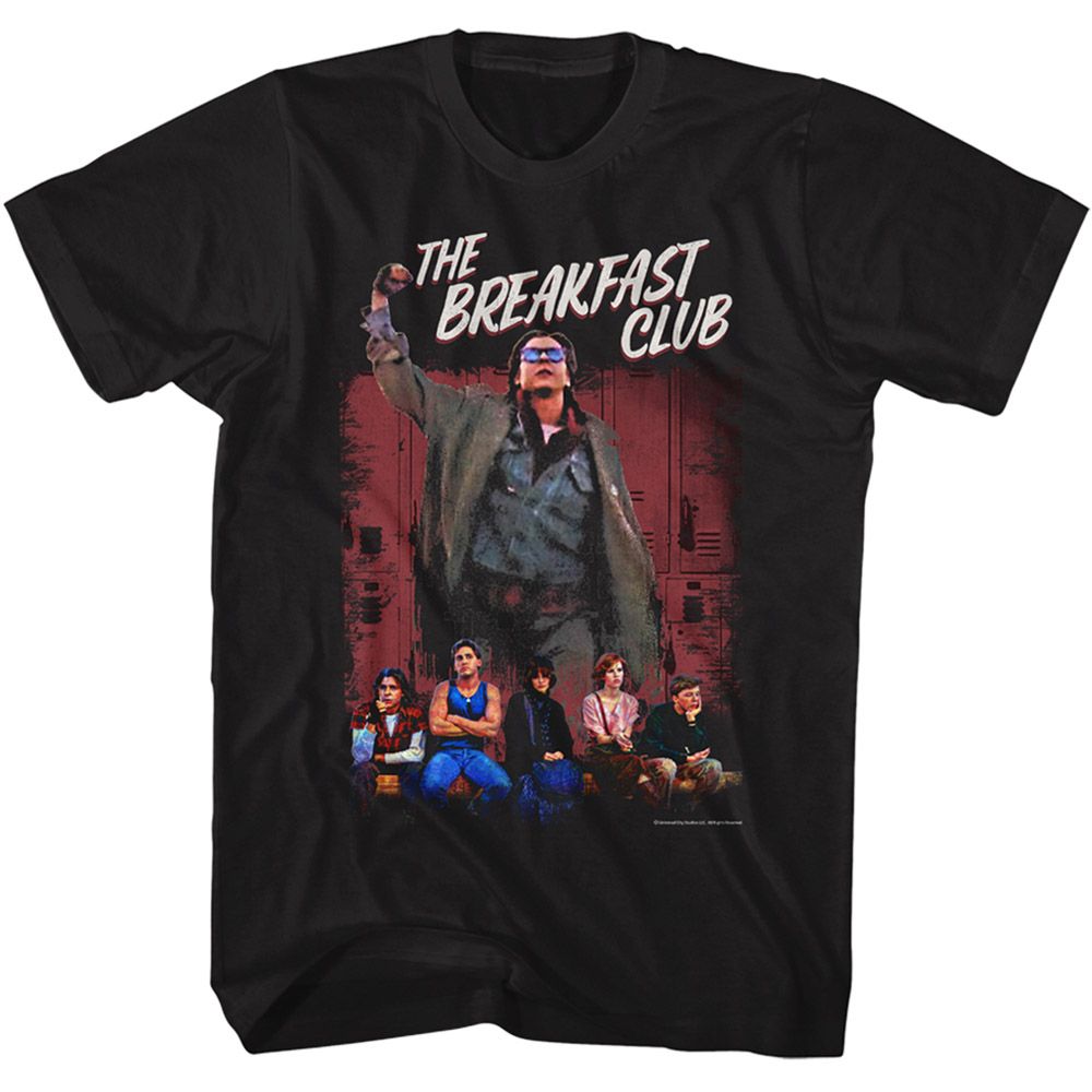 Black The Breakfast Club t-shirt featuring The Breakfast Club Lockers high school hallway design