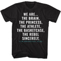 Black The Breakfast Club t-shirt featuring The Breakfast Club Sincerely Yours closing letter design