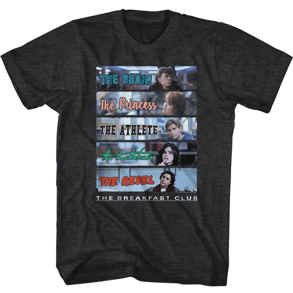 Black heather The Breakfast Club t-shirt featuring The Breakfast Club Character Rectangles design