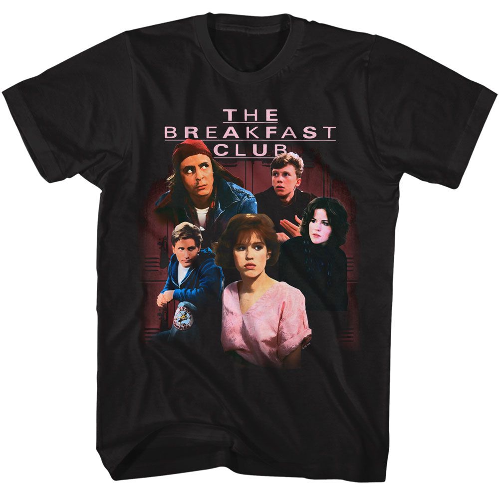 Black The Breakfast Club t-shirt featuring The Breakfast Club Group Photo Lockers design