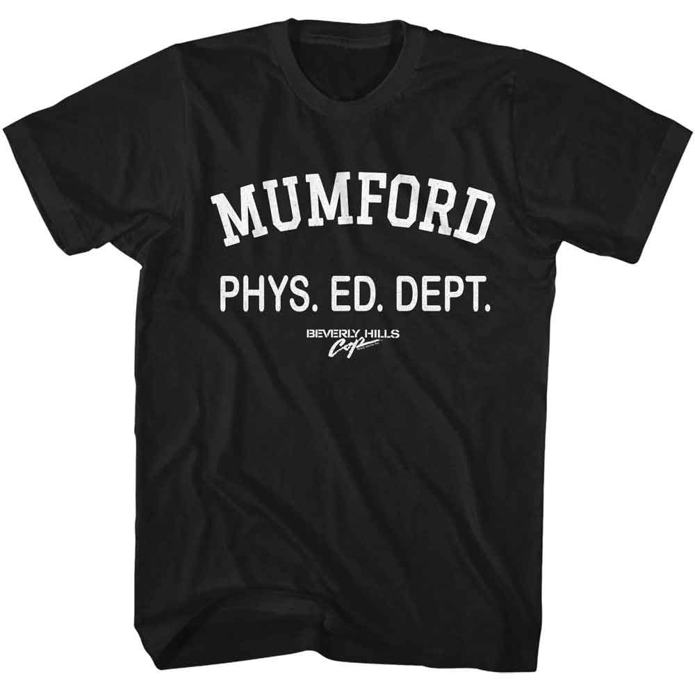 Black Beverly Hills Cop t-shirt featuring Mumford callback design from Beverly Hills Cop