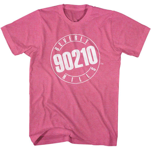 Retro pink heather Beverly Hills 90210 t-shirt featuring Beverly Hills 90210 logo in retro pink heather