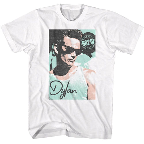 White Beverly Hills 90210 t-shirt featuring Dylan McKay portrait from Beverly Hills 90210