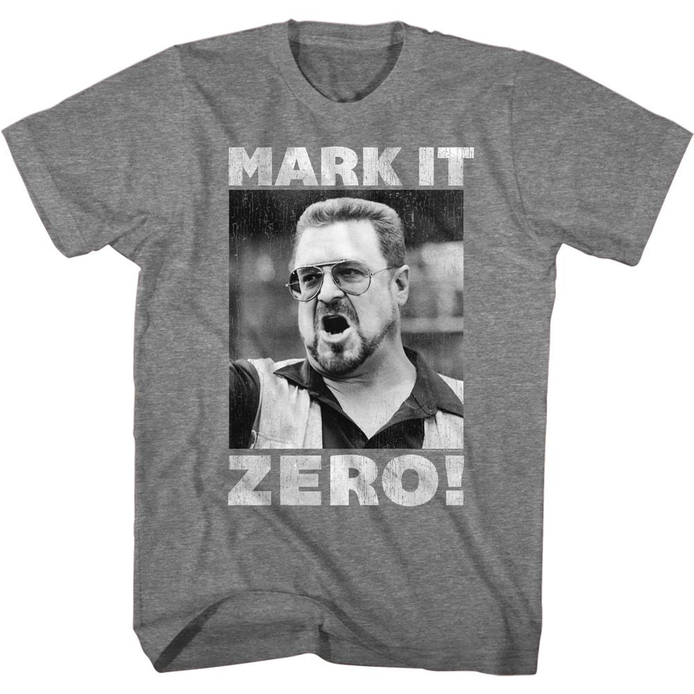 Graphite heather The Big Lebowski t-shirt featuring Mark It Zero from The Big Lebowski bowling alley