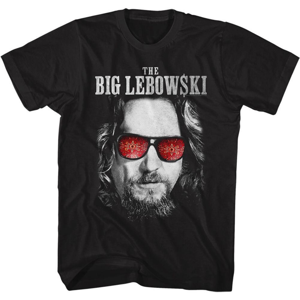 Black The Big Lebowski t-shirt featuring Lebowski name typography from The Big Lebowski