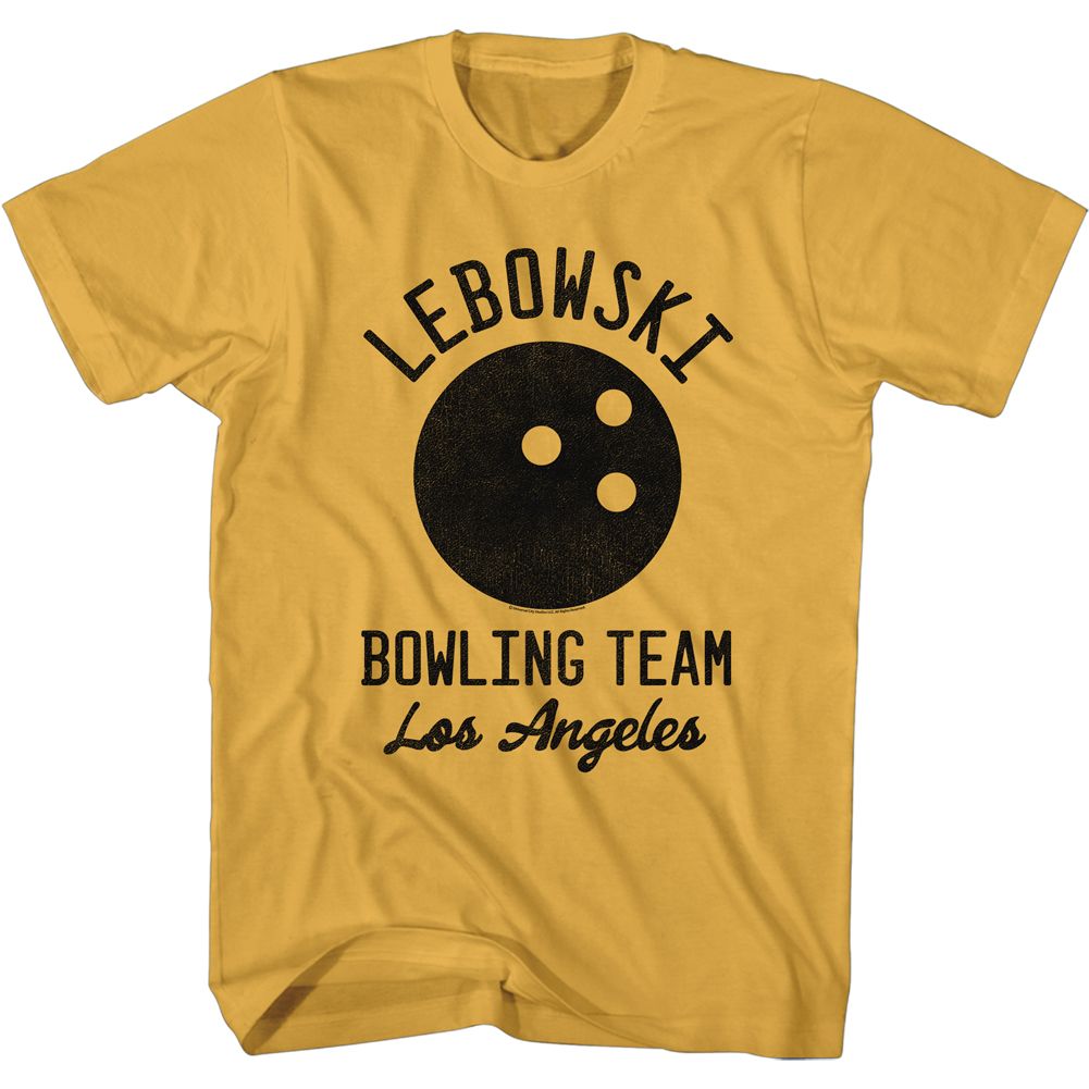 Ginger orange The Big Lebowski t-shirt featuring Bowling team retro design from The Big Lebowski