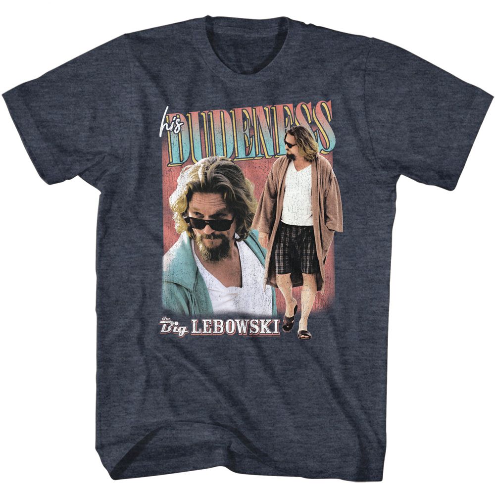 Navy heather The Big Lebowski t-shirt featuring The Dude and Walter duo from The Big Lebowski