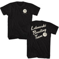 Black The Big Lebowski t-shirt featuring Bowling team crew front and back print from The Big Lebowski