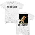 White The Big Lebowski t-shirt featuring The Dude Abides front and back from The Big Lebowski