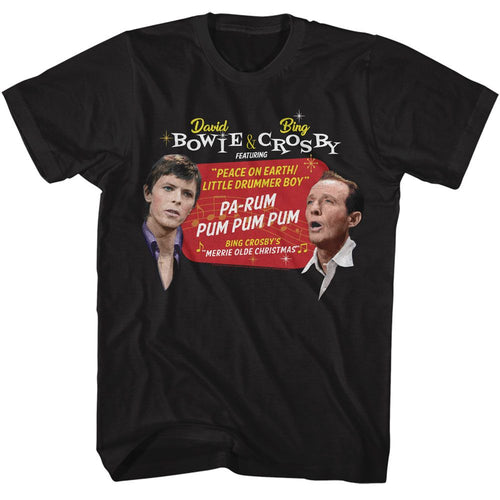 Black Bing Crosby t-shirt featuring Bing Crosby Bowie Pa Rum Pum duet design