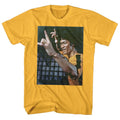 Ginger orange Bruce Lee t-shirt featuring Bruce Lee Waaaaah martial arts shout design