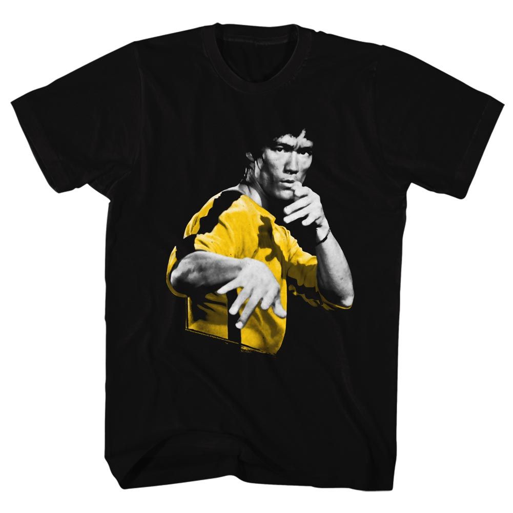 Black Bruce Lee t-shirt featuring Bruce Lee Hoooowah kiai shout design