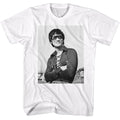 White Bruce Lee t-shirt featuring Bruce Lee Smug confident smile design