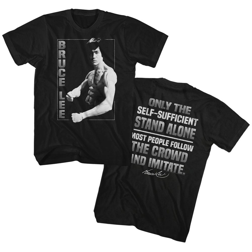Black Bruce Lee t-shirt featuring Bruce Lee Stand Alone fighting stance design