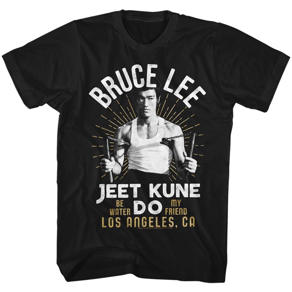 Black Bruce Lee t-shirt featuring Bruce Lee White Gold design