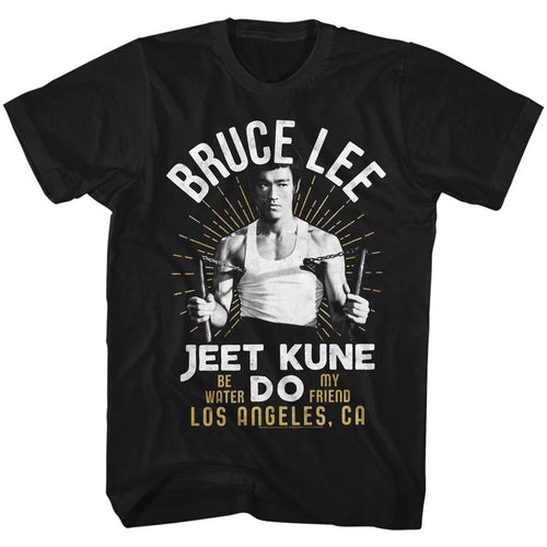 Black Bruce Lee t-shirt featuring Bruce Lee White Gold design