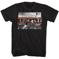 Black Bruce Lee t-shirt featuring Bruce Lee Flying Kick jumping kick design