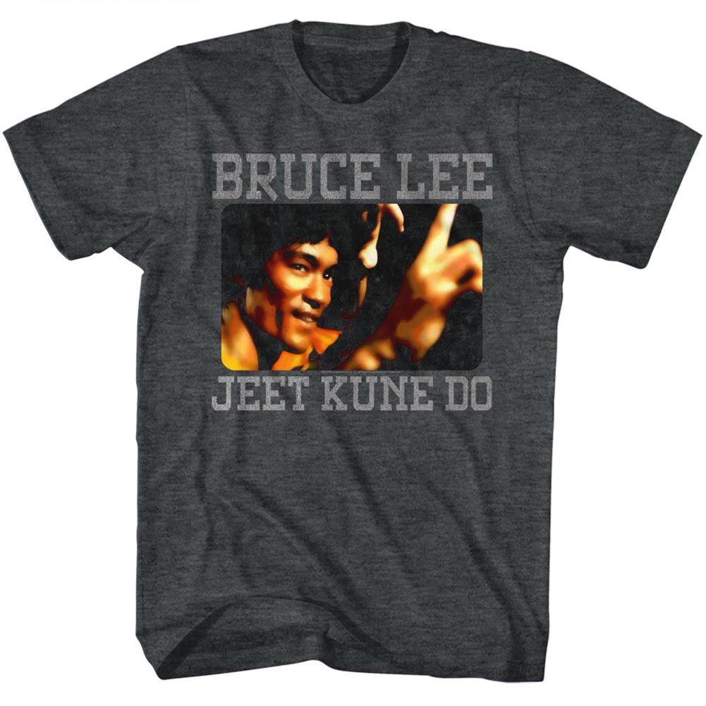 Black heather Bruce Lee t-shirt featuring Bruce Lee Bruce Kune Do design