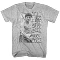Gray heather Bruce Lee t-shirt featuring Bruce Lee Be Water philosophy design