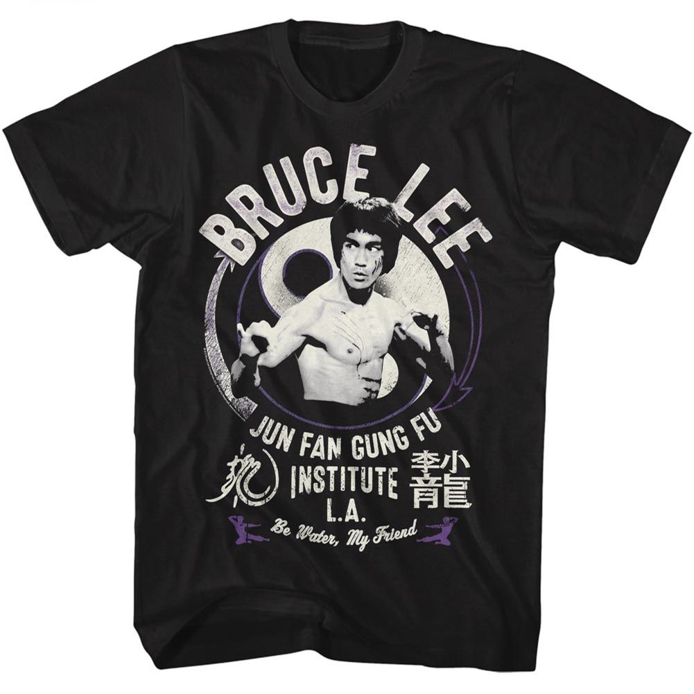 Black Bruce Lee t-shirt featuring Bruce Lee Jun Fan Gung Fu Institute design