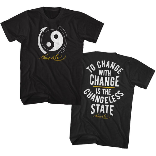 Black Bruce Lee t-shirt featuring Bruce Lee BL Change philosophy design