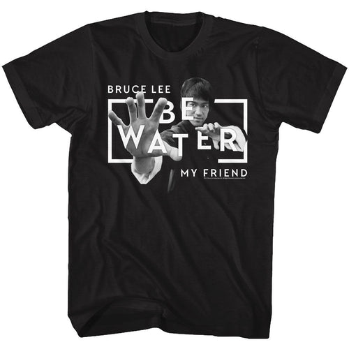 Black Bruce Lee t-shirt featuring Bruce Lee Be Water philosophy design