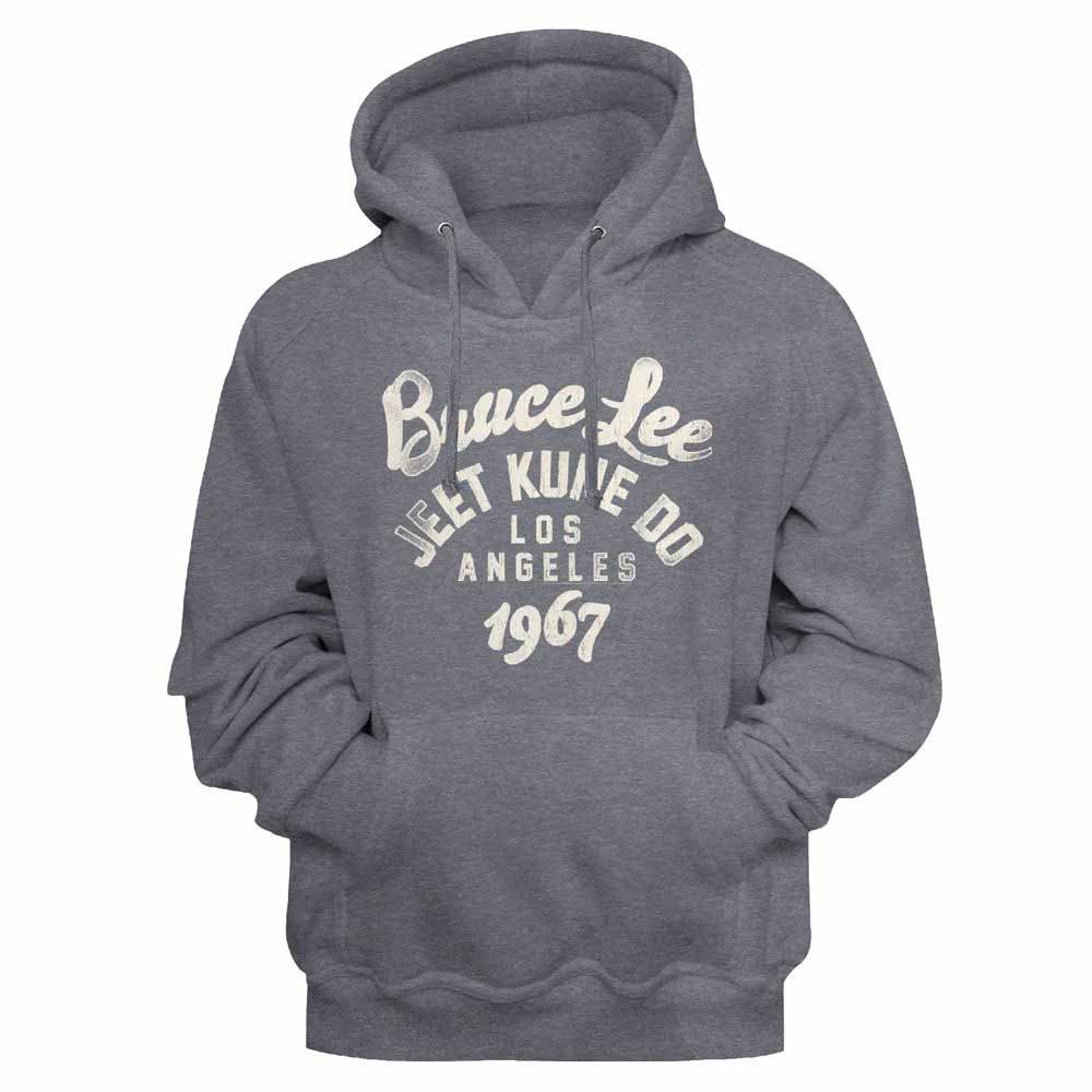 Gunmetal Heather Bruce Lee pullover hoodie featuring a Jeet Kune Do 1967 design