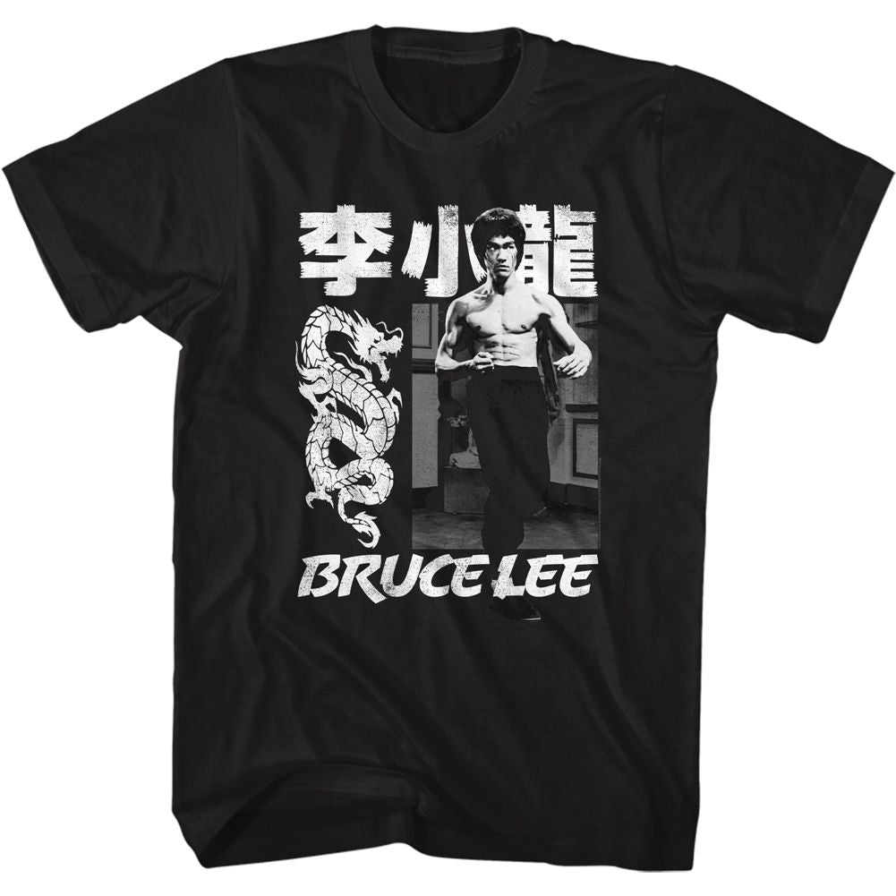 Black Bruce Lee t-shirt featuring Bruce Lee Chinese Name Lee Jun-fan design