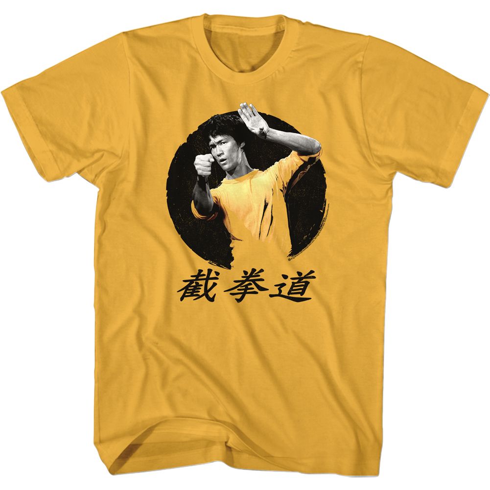 Ginger orange Bruce Lee t-shirt featuring Bruce Lee Round martial arts design