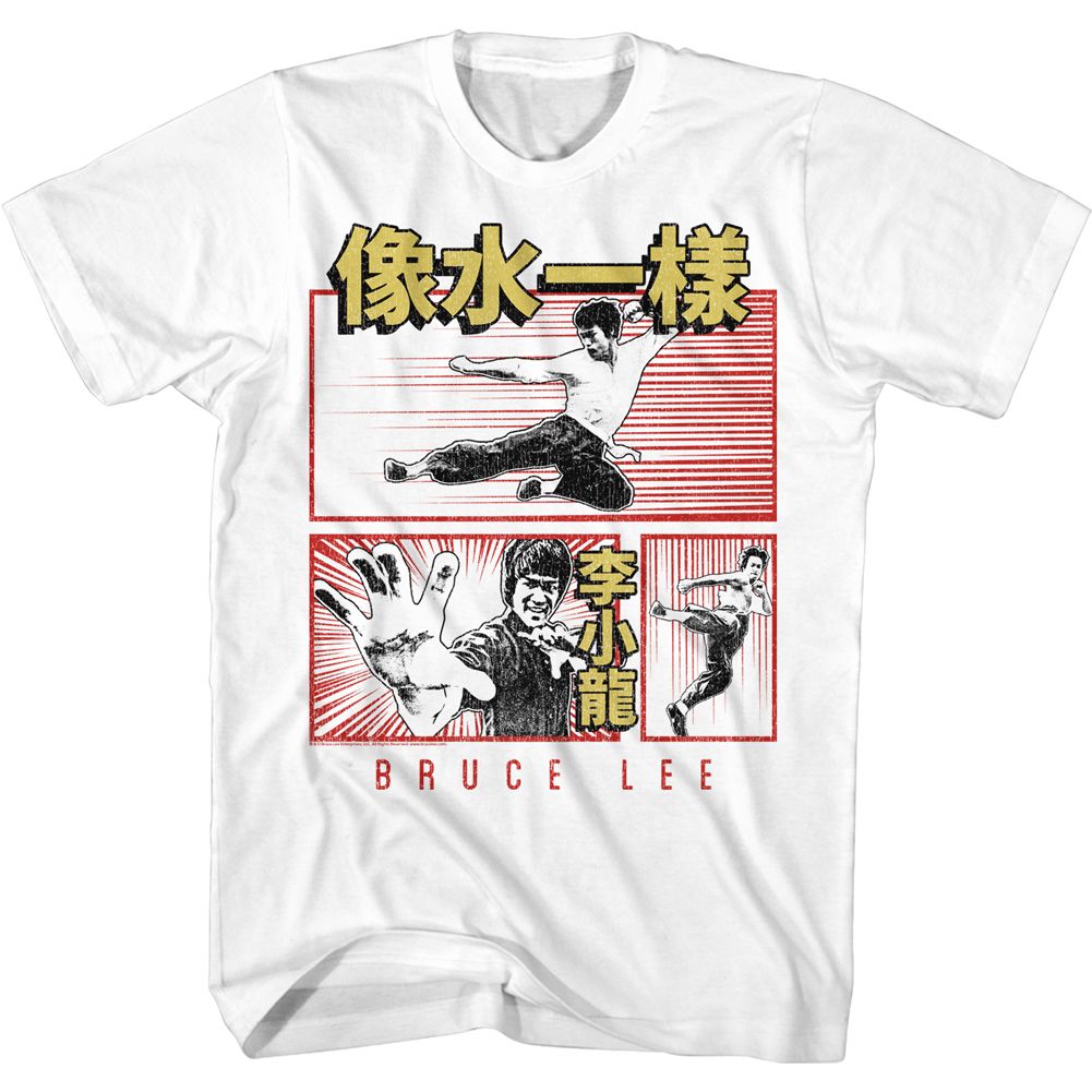 White Bruce Lee t-shirt featuring Bruce Lee Chinese Comic illustration design