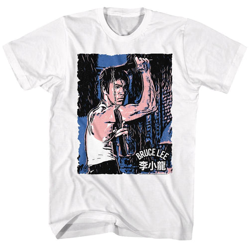 White Bruce Lee t-shirt featuring Bruce Lee Bruce Sketch portrait design