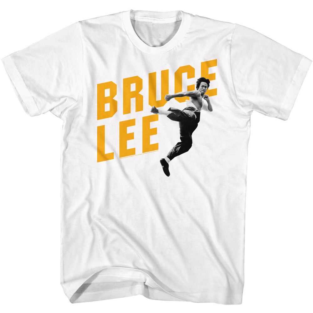 White Bruce Lee t-shirt featuring Bruce Lee In Front Of Name martial arts design