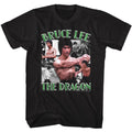 Black Bruce Lee t-shirt featuring Bruce Lee The Dragon collage design