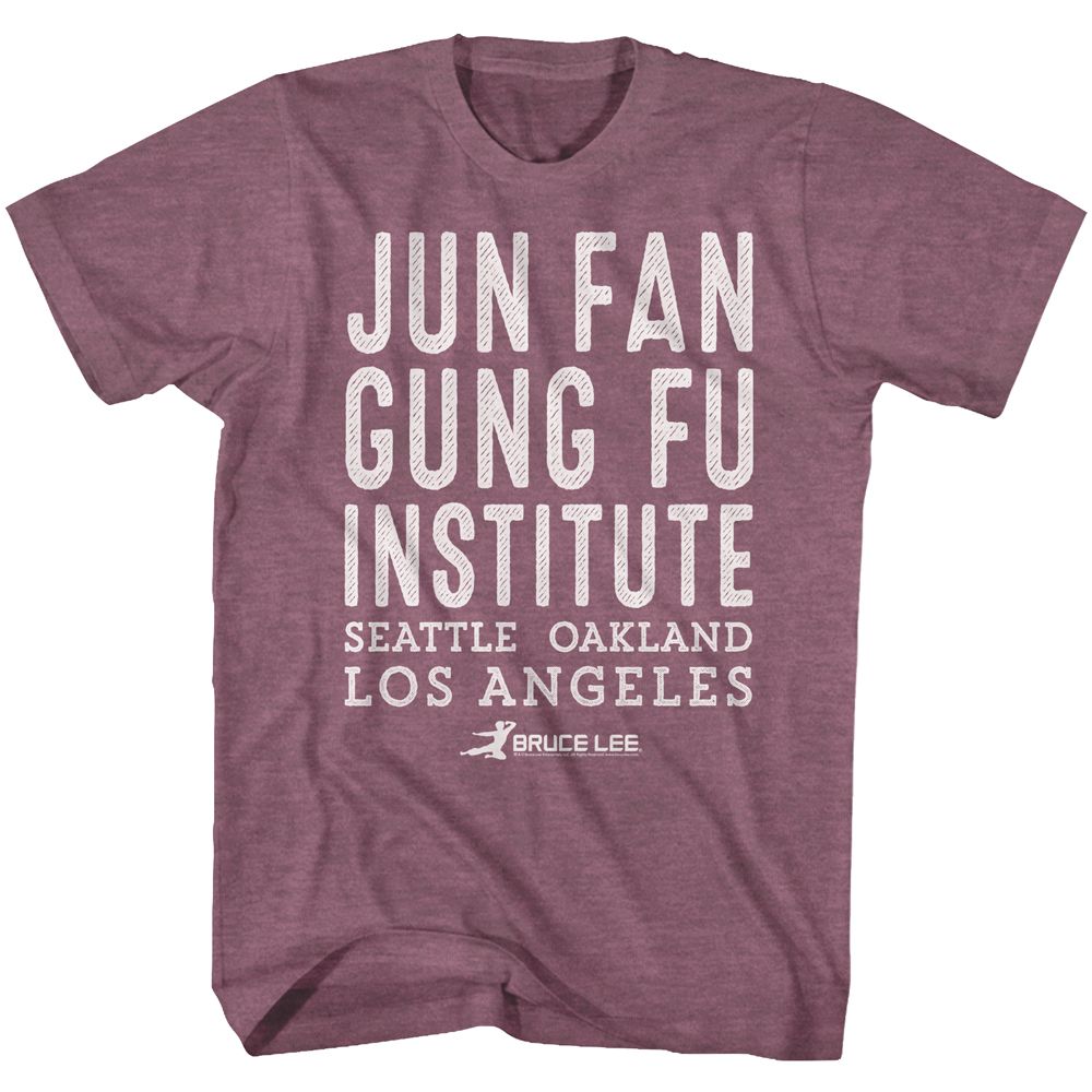 Vintage maroon heather Bruce Lee t-shirt featuring Bruce Lee Simple martial arts design