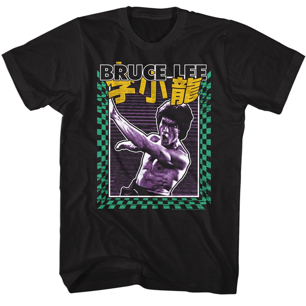 Black Bruce Lee t-shirt featuring Bruce Lee Bright Patterns martial arts design