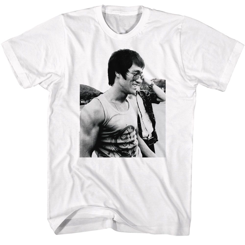White Bruce Lee t-shirt featuring Bruce Lee Casual Bruce martial arts design
