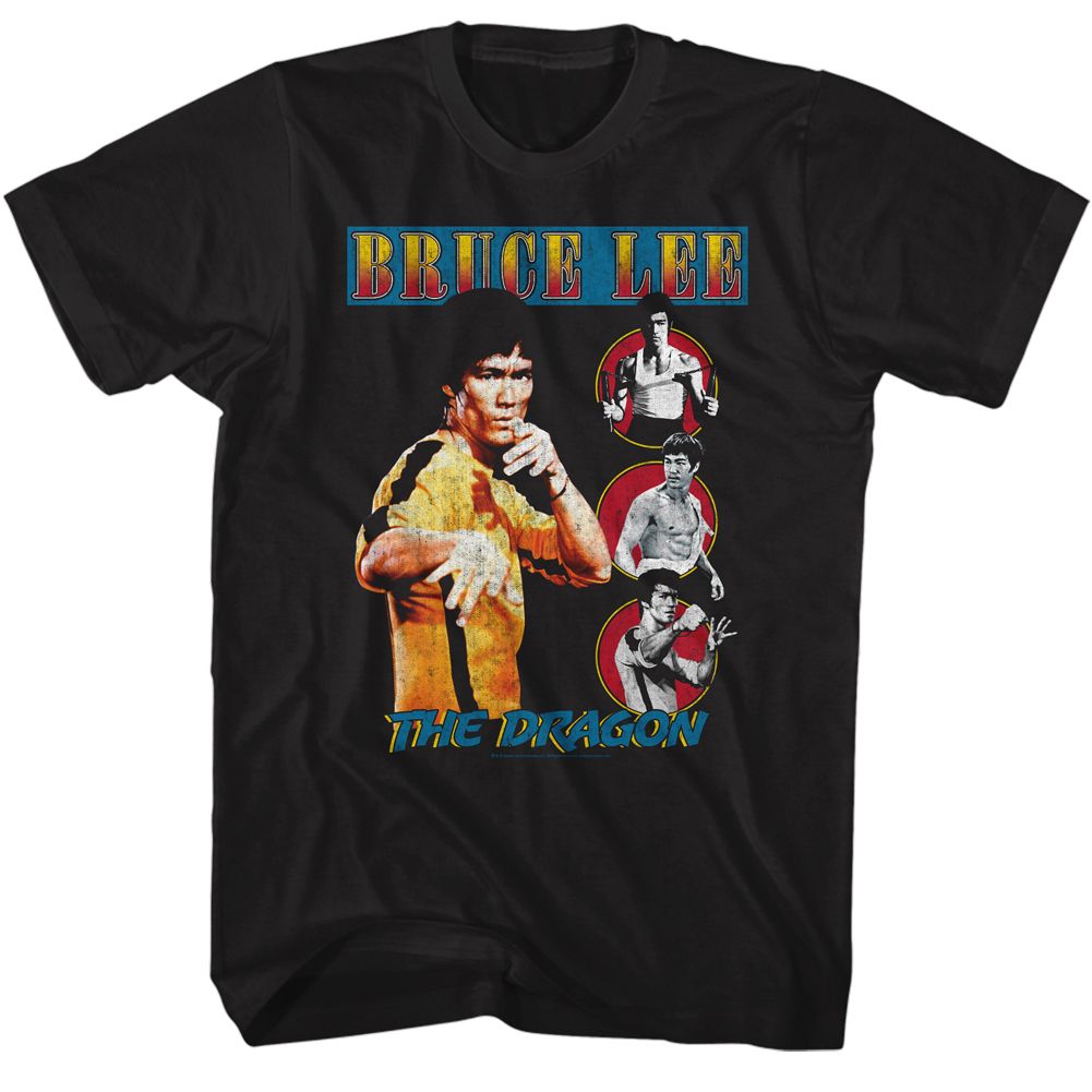 Black Bruce Lee t-shirt featuring Bruce Lee Comic Cover Style illustration design