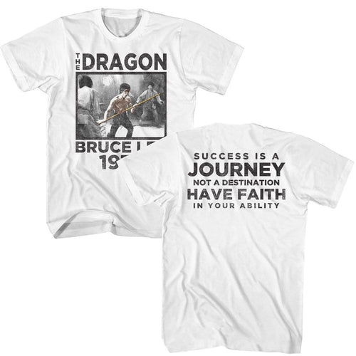 White Bruce Lee t-shirt featuring Bruce Lee The Dragon 1973 Enter The Dragon design