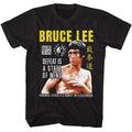 Black Bruce Lee t-shirt featuring Bruce Lee Defeat Is A State Of Mind quote design