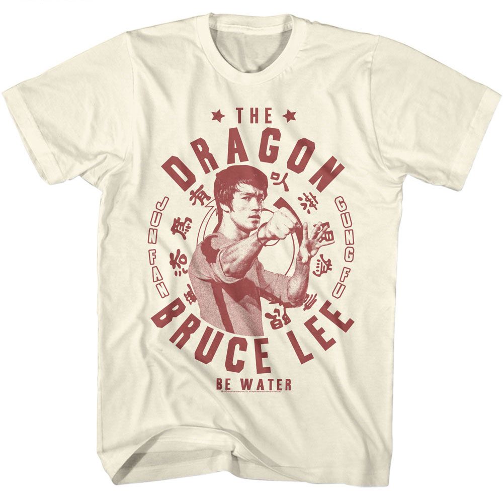 Natural Bruce Lee t-shirt featuring Bruce Lee The Dragon Gung Fu martial arts design