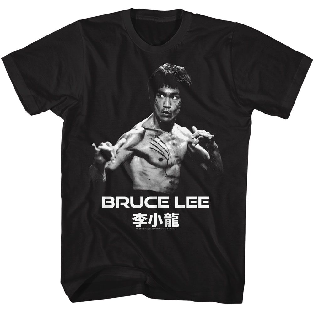 Black Bruce Lee t-shirt featuring Bruce Lee Ready fighting stance design