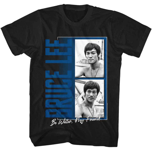 Black Bruce Lee t-shirt featuring Bruce Lee Be Water My Friend quote design