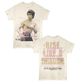 Natural Bruce Lee t-shirt featuring Bruce Lee Rise Like A Dragon front and back design