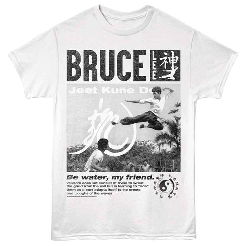 White Bruce Lee t-shirt featuring Bruce Lee Wisdom philosophy quotes design